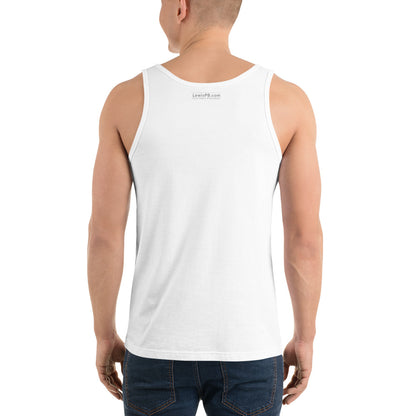 Men's White Pickleball Tank Top | Stick Figure Playing Pickleball