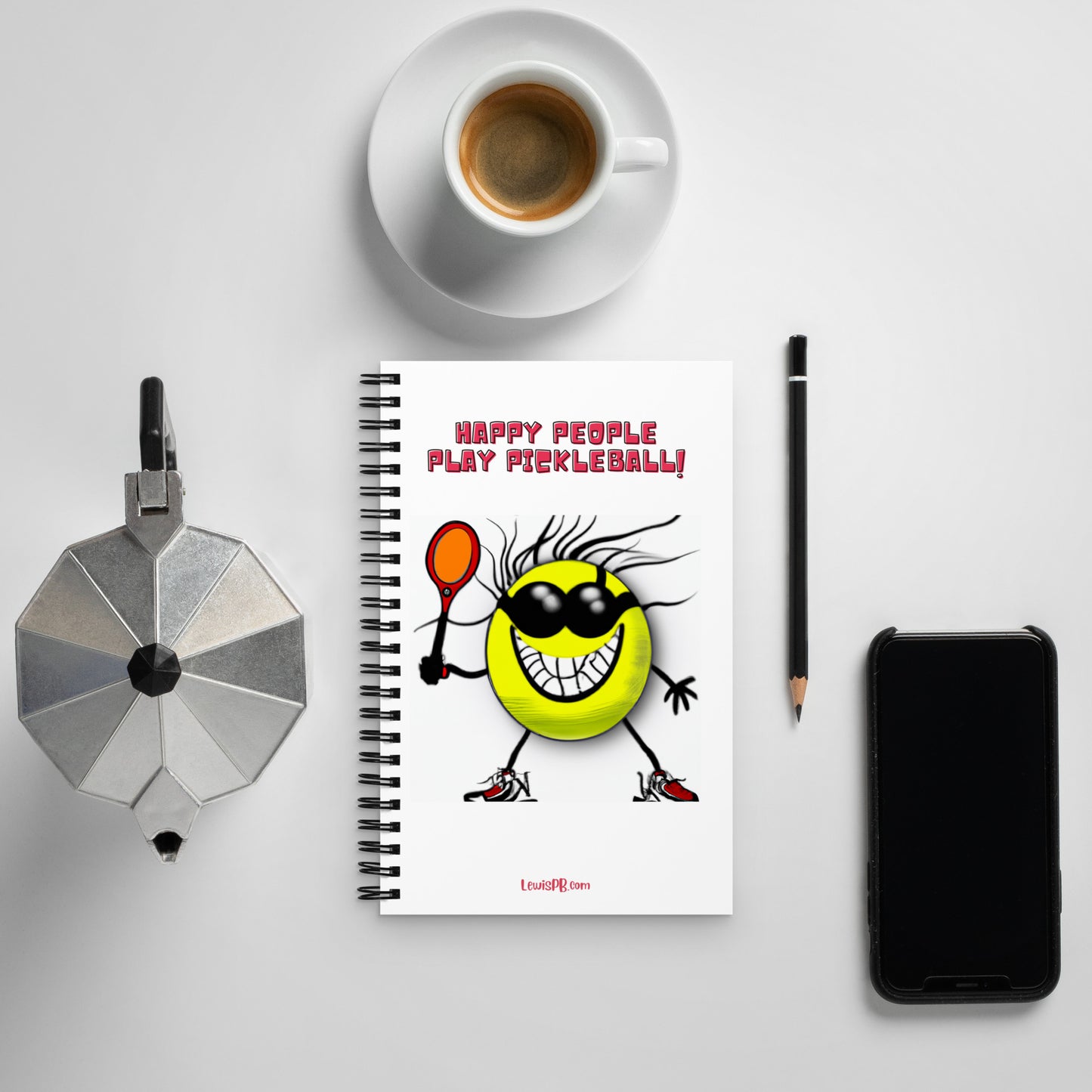 Pickleball Spiral Notebook | "Happy People Play Pickleball"