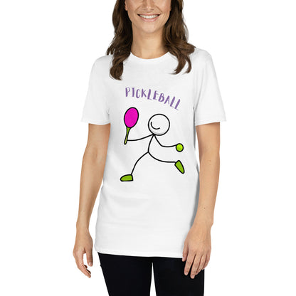 Women's Pickleball T-Shirt | Stick Figure Playing Pickleball